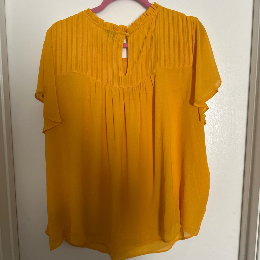 Torrid Yellow Flutter Sleeve Blouse with Mandarin Collar